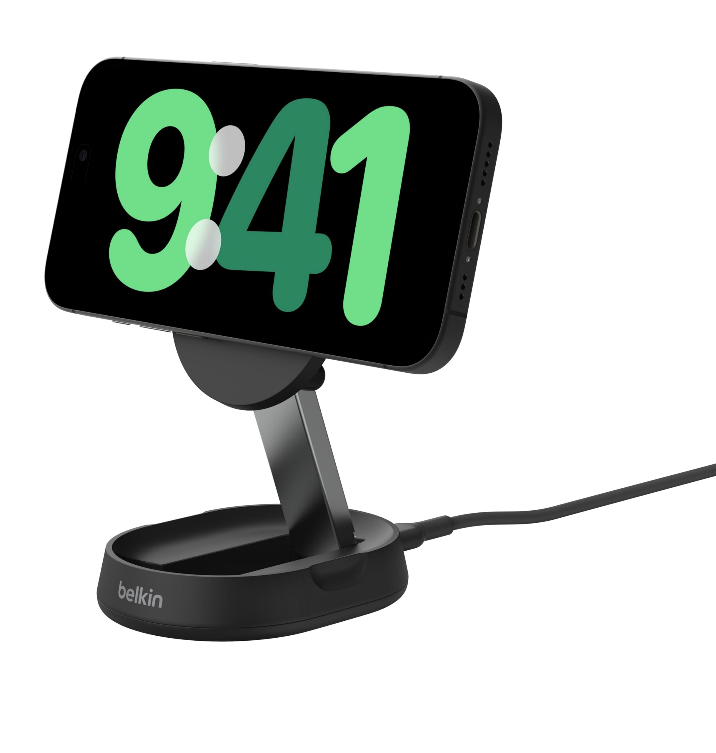 Belkin ワイヤレス充電スタンド MagSafe対応 Qi2公式認証 iPhone 17 16～12/スマートフォン(最大15W高速充電) スタンド&パッド切り替え 角度調整 コンパクト 持ち運び