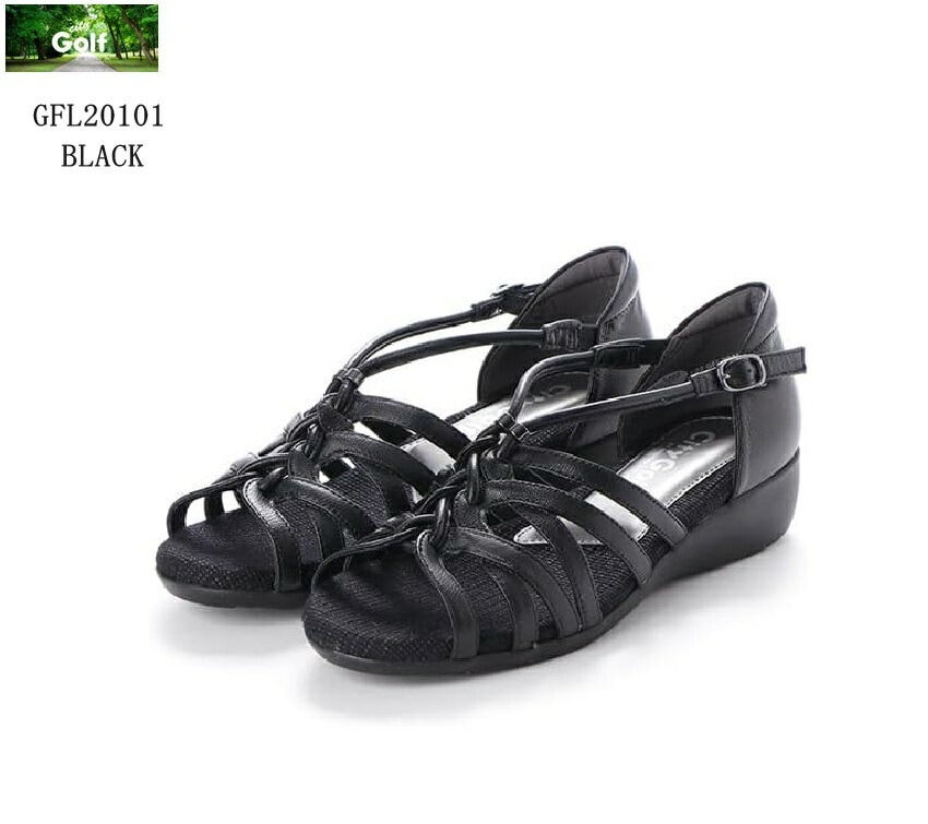 シティ ゴルフ(City Golf)GFL20101 カジュアルコンフォートカカト付きウェッジサンダル 本革 甲の２本ストラップの間に可動式の調節金具が付いておりより足にフィットするよう微調整が可能