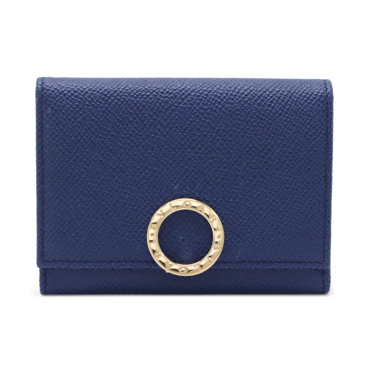 ブルガリブルガリ ロゴクリップ カードケース 名刺入れ パスケース IDケース グレインレザー ブルー 青 シルバー金具 3042