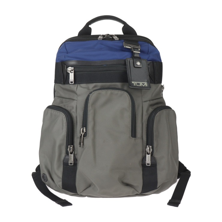 美品 TUMI トゥミ リュック・デイパック 69396AGAO Nickerson ニッカーソン トリプルポケット バックパック バリスティックナイロン グレー ブルー ブラック 本物保証 中古