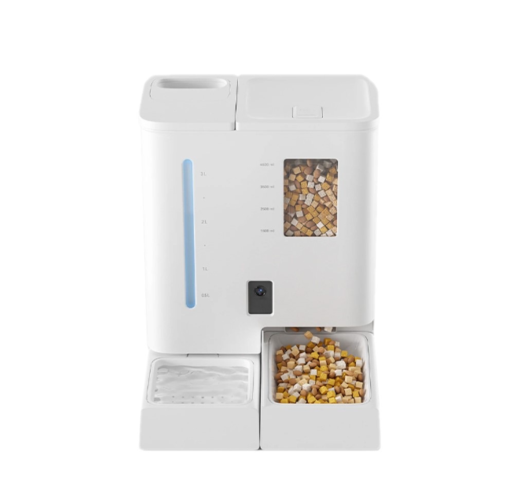 一体型スマート給餌給水器 カメラ付き 【１台２役！】 [4L水タンク] + [5Lフードタンク] 大容量! 録音機能 スマホで遠隔操作 定時定量 2way給電 透明タンク 13,783円