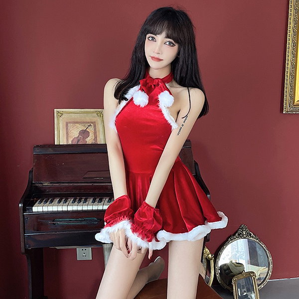 セクシー　サンタコスプレ ミニスカサンタ　可愛い　セクシー　赤 レッド　クリスマスコスチューム　レディース　クリスマス　サンタ衣装