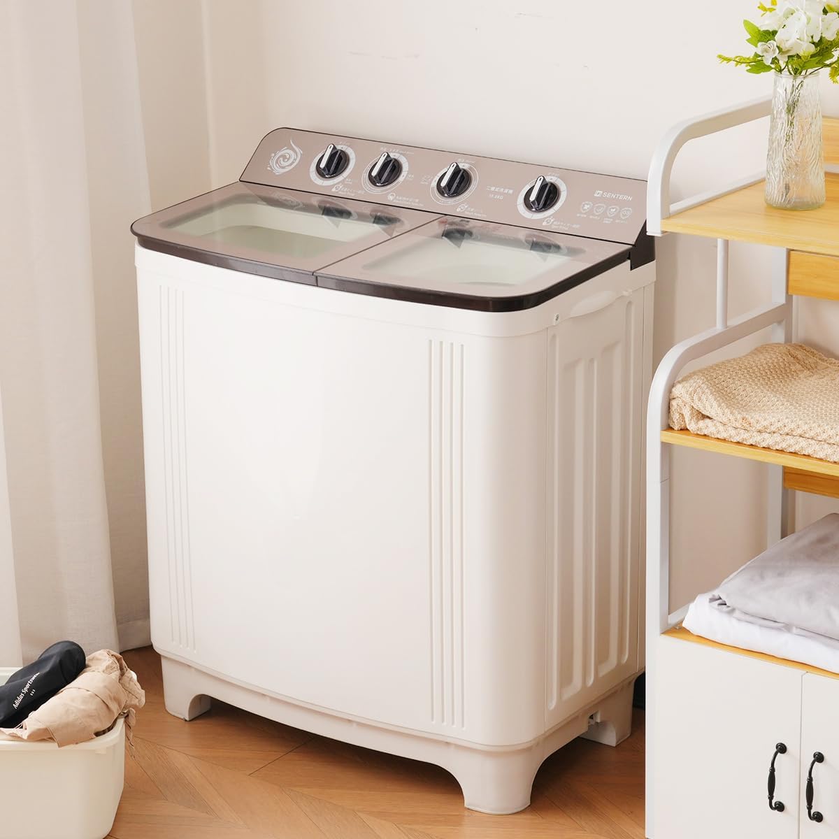 シンポル 二槽式洗濯機 洗濯槽10kg/脱水槽8kg 大容量二槽式洗濯機 洗濯・脱水10kg タイマー二層洗濯機 縦型ステンレス樽型上開き二層洗濯機 洗濯機も布団も一緒に清潔脱水機 節電洗濯機 タイミ