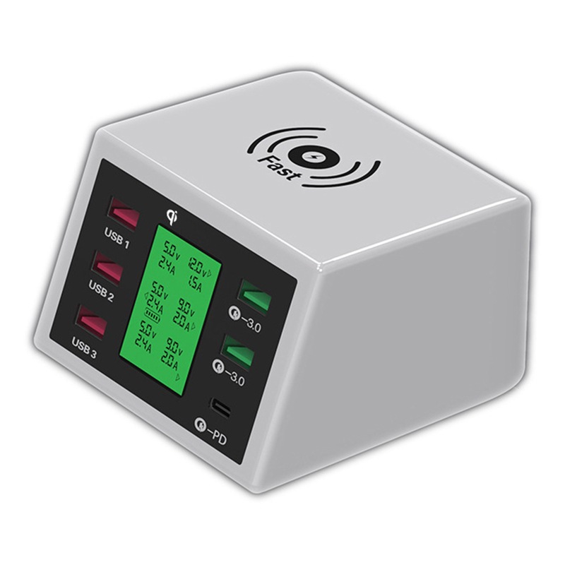 ポータブル電源　ポータブル充電器スタンド　大容量　急速　2.4A急速充電　6ポートUSB 　ワイヤレス充電　7台同時　自動保護　多重保護　iPhone/Android等対応　携帯充電器