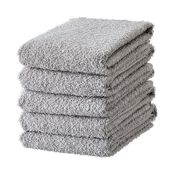 （まとめ） TANOSEEおしぼりタオル ライトグレー 1パック（10枚） [x10セット]