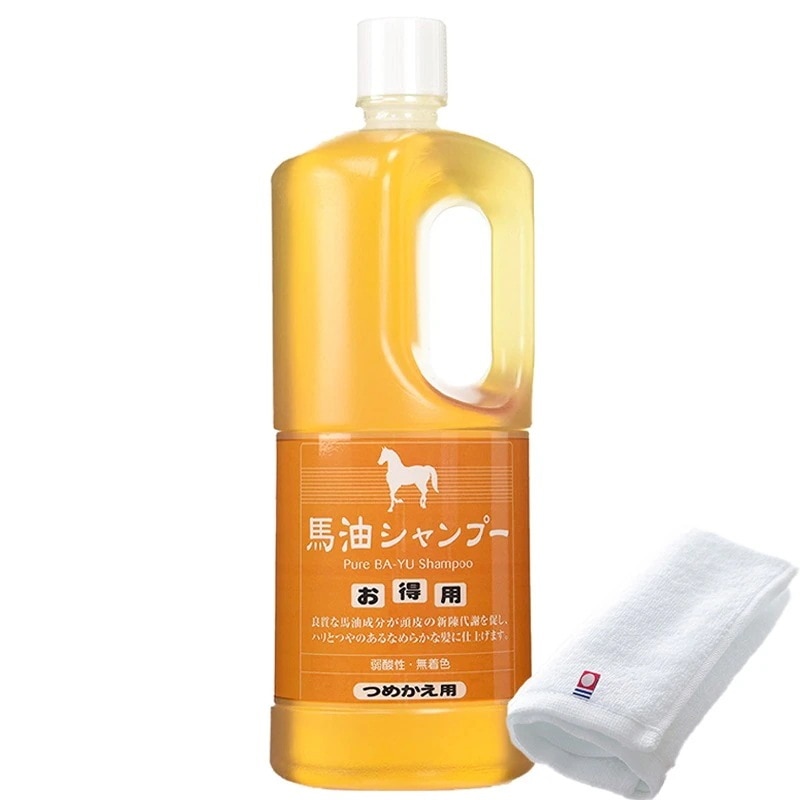 正規販売代理店 定価より10%OFF 馬油シャンプー 10本 詰め替え用 1000ml 今治タオル付き 馬油 バユ バーユ シャンプー バユシャンプー 詰替え 詰め替え 大容量 旅美人