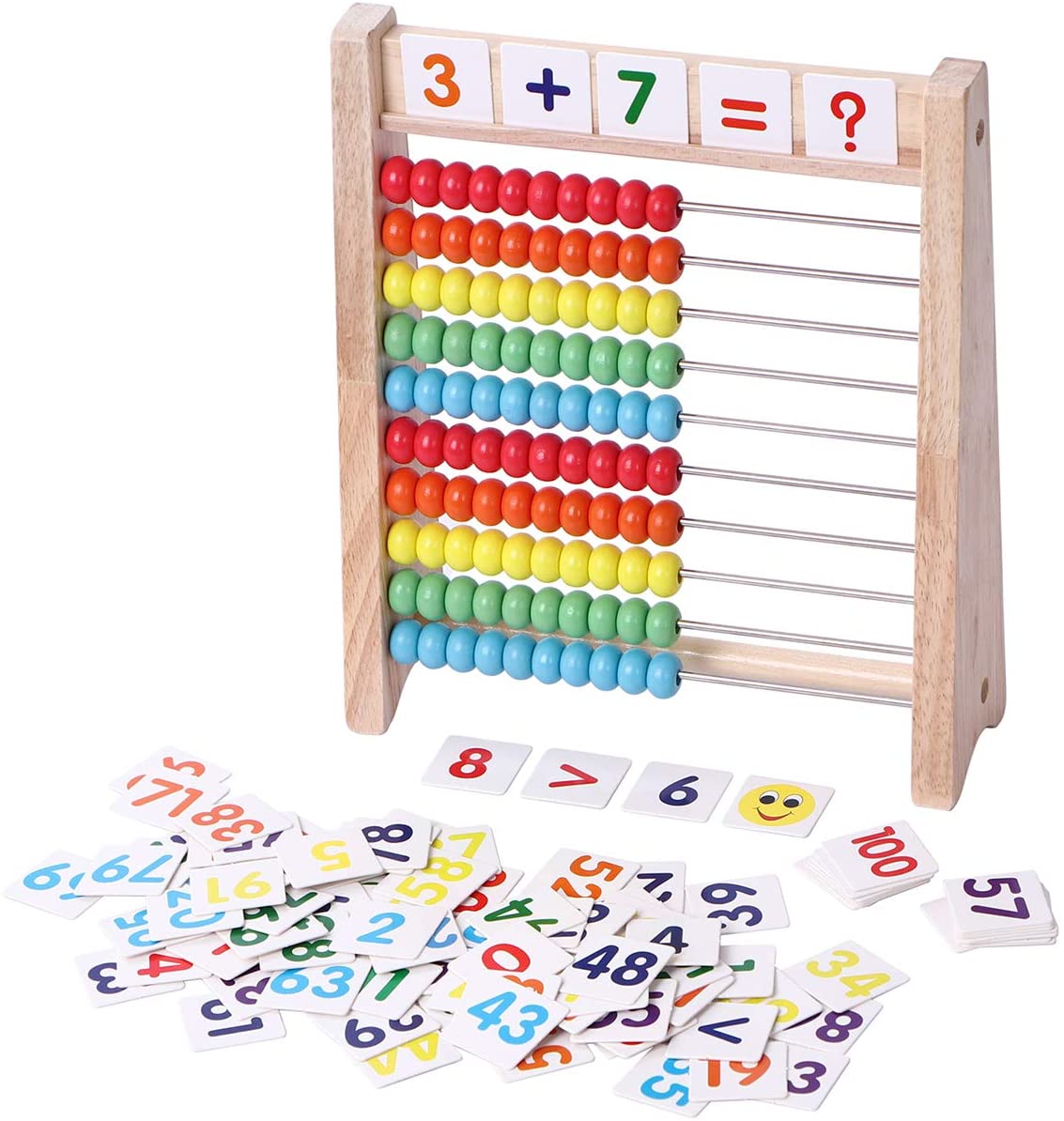 ラストチャンス「100玉そろばん＋数字カード」セット 百玉そろばん 子供用 数字 100 算数おもちゃ 知育・学習玩具 男の子 女の子 6+歳 知育玩具 小学生 足し算 引き算 掛け算 割り算 教材