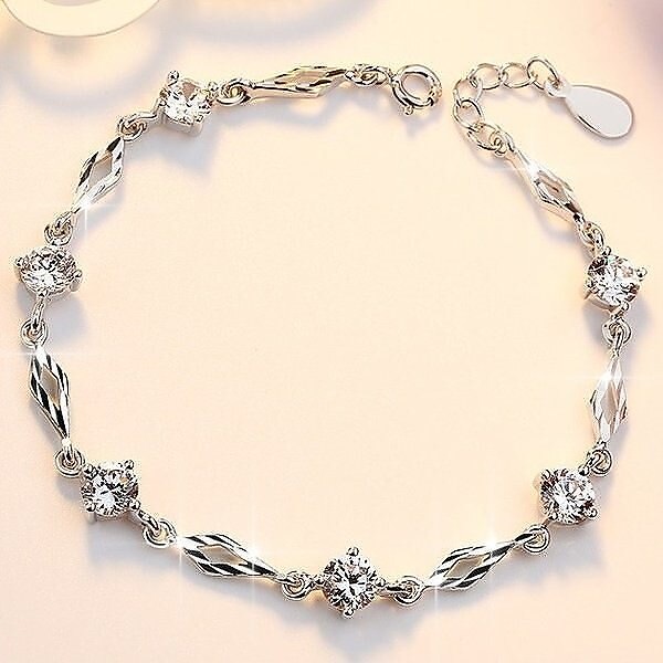 ブレスレット レディース ダイヤ 豪華6粒 プラチナコーティング シルバー925 ギフト 人気 プレゼント
