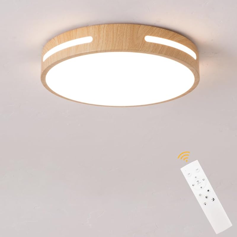 ledシーリングライト 30W ホワイト木目調和風調光/調色リモコン付き全灯と50％常夜灯タイプ リビング 寝室 和室 洋室 インテリア照明 Herischen(ホワイト木目調 Aタイプ)