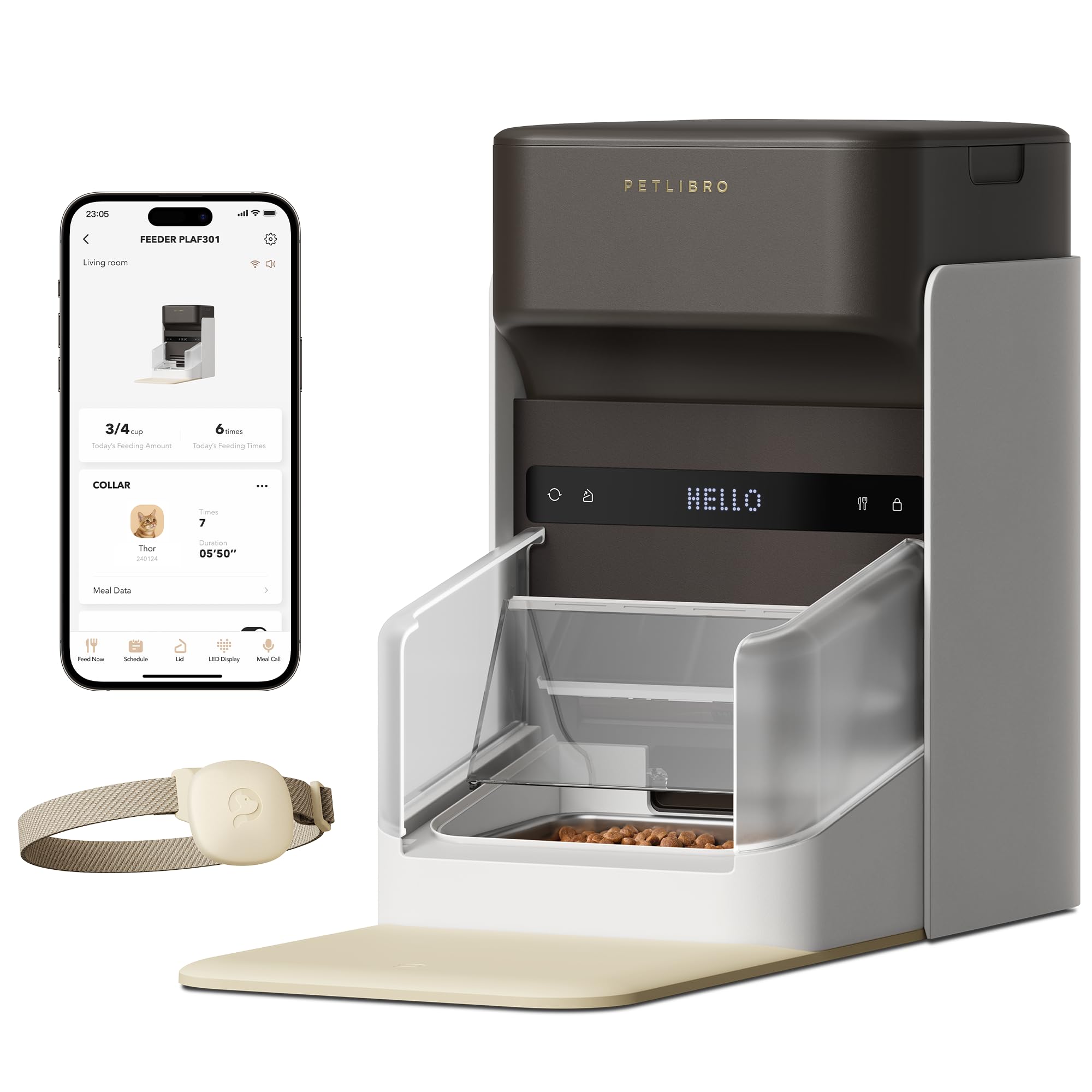 PETLIBRO 自動給餌器 自動えさやり器 餌やり器 食器 RFID ライト付き首輪タグ タグ識別と作動 個別管理 5G Wi-Fi対応 アプリ操作可能 横取り防止 1日食設定可能 猫用 3L ゴー