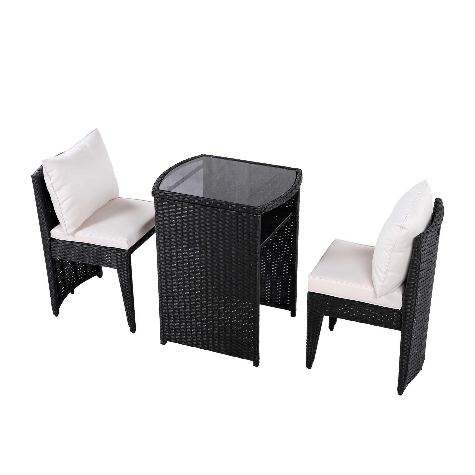 国内即発送!ガーデンファニチャーセット 3点セット ラタン調 コンバクト収納 ガーデンファニチャー ベランダテーブル ガーデンテーブル ガーデンチェアー テーブル コンパクト 屋外