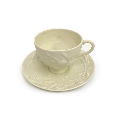 【特別訳あり特価】 式ロマンチックな浮き彫りの重立体バラの花の午後のお茶の米の黄色の陶磁器のコーヒーカップの皿 マグカップ・ティーカップ