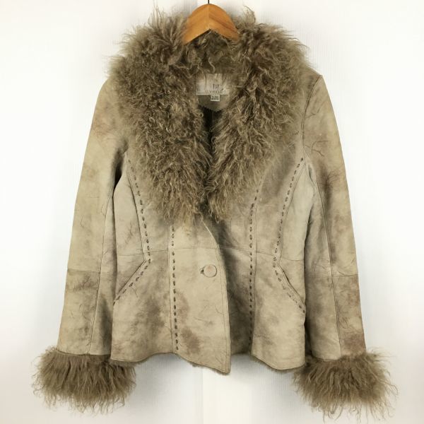 1st avenue/ファーストアヴベニュー　ラビットファー/ムートンコート　sizeL　ブラウン/茶/BROWNbag菅NO.A23-25