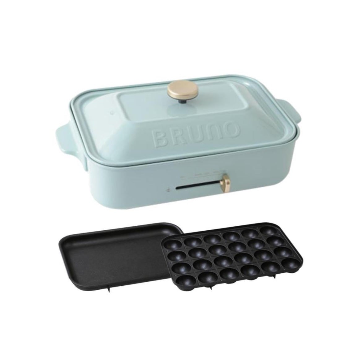 ブルーノ コンパクトホットプレート 本体 プレート2種(たこ焼き 平面) ブルーグレー
