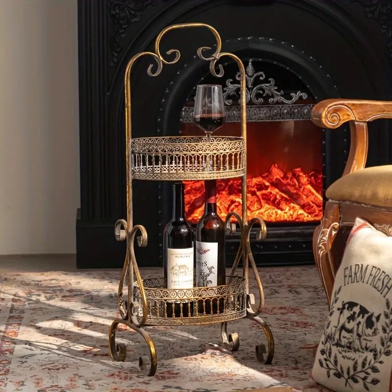 ワインラック カート ヴィンテージ調 おしゃれ かわいい インテリア フルーツスタンド シェルフ アンティーク オーガナイザー ゴールド 20,433円
