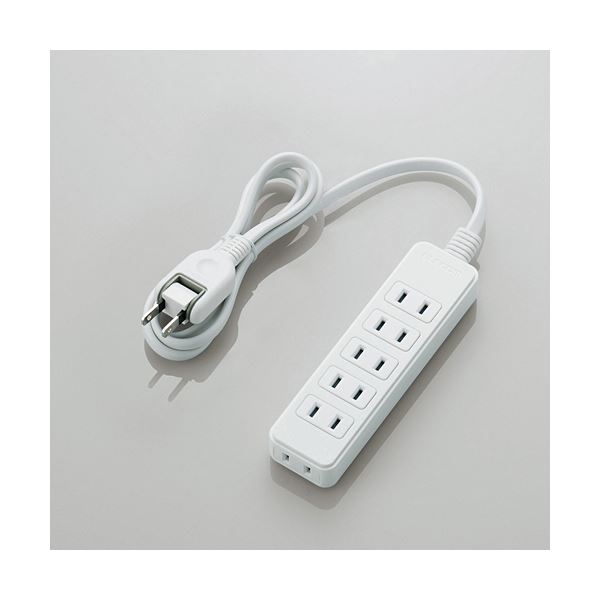 （まとめ）エレコム スイングプラグ電源タップ6個口 ホワイト 1m T-S02-2610WH 1個(×5セット)