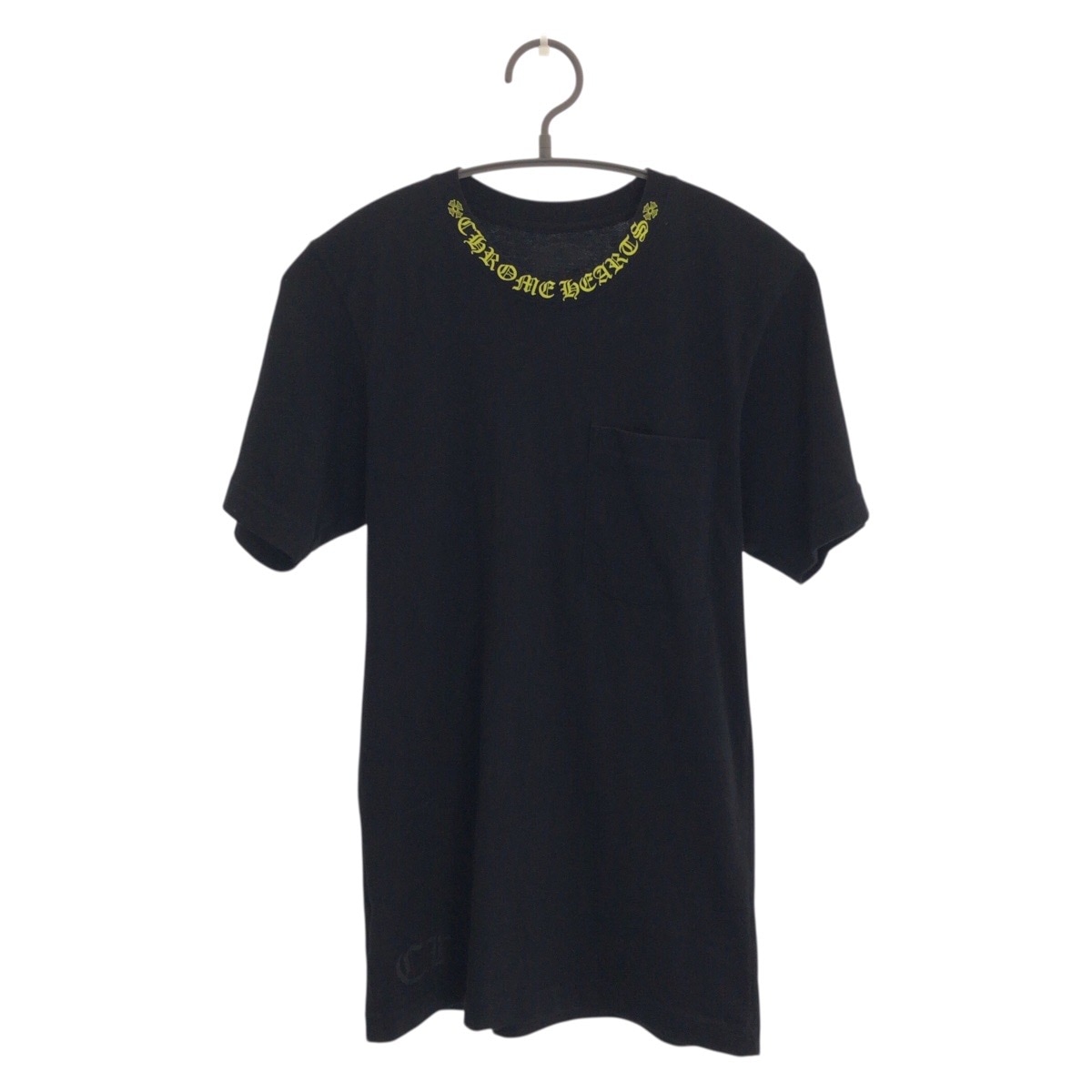 美品 ネックロゴ サイズXS ブラック イエロー コットン 半袖Ｔシャツ 男女兼用 メンズ 601588