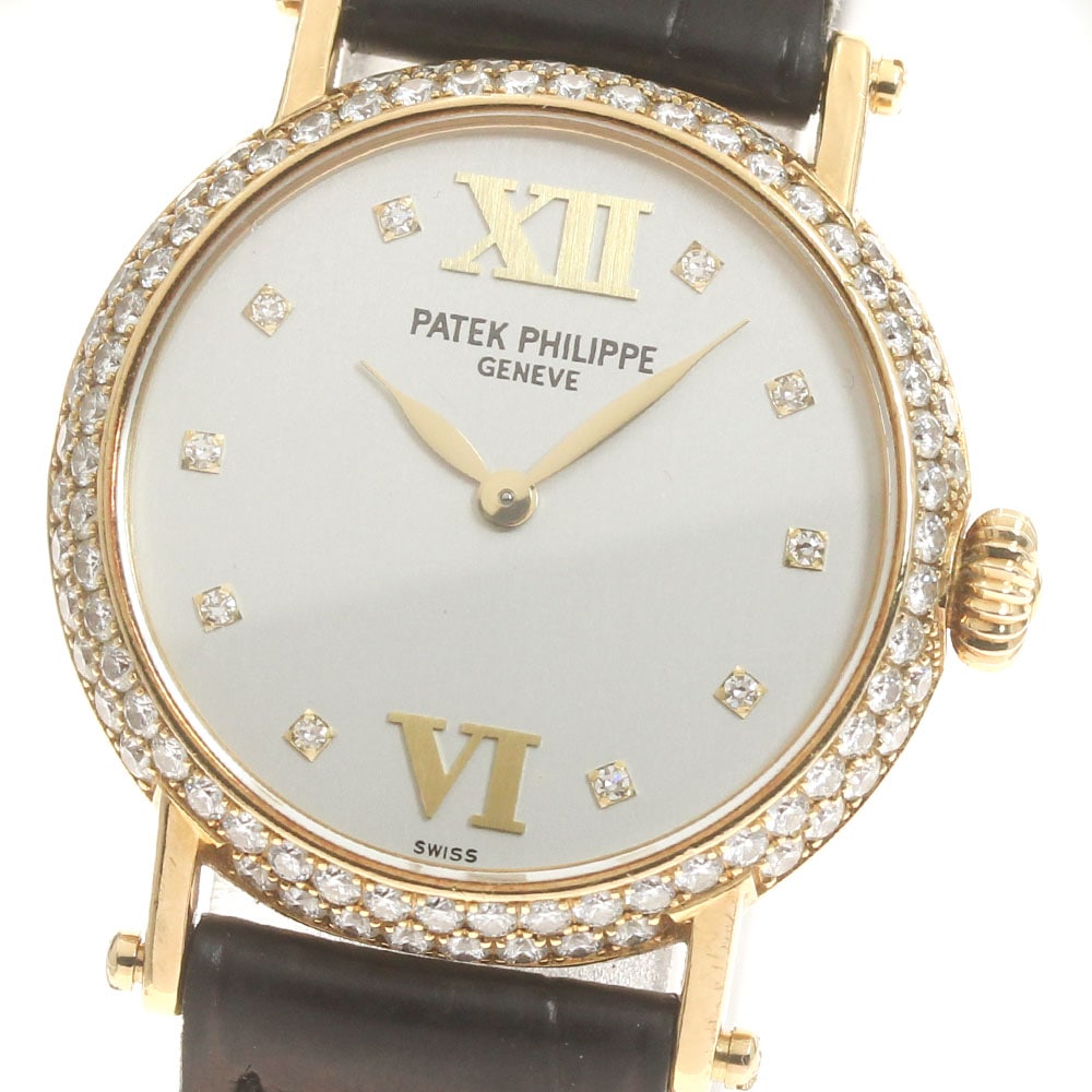 パテックフィリップ PATEK PHILIPPE 4861 カラトラバ K18YG ダイヤベゼル 手巻き レディース _832033【中古】