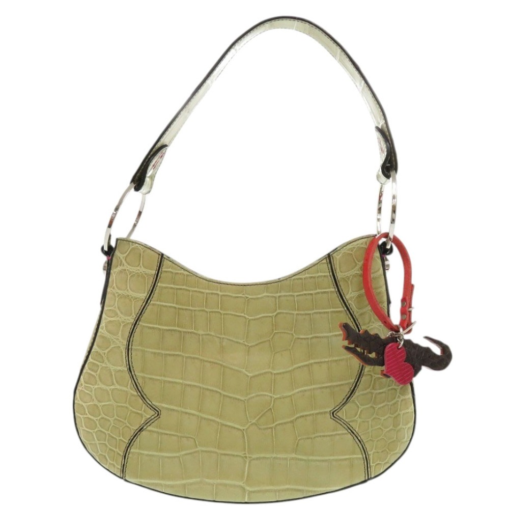 美品 チビナイル ワンショルダー チビワニ ハンドバッグ クロコダイル グリーン 1844【中古】CIVINILE レディース
