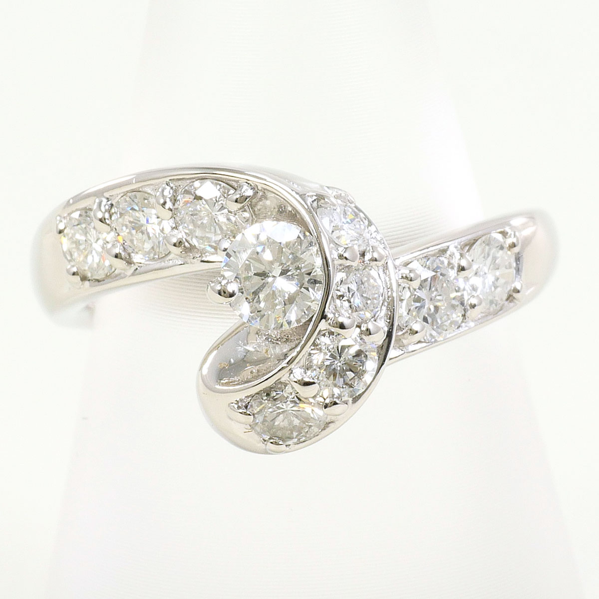 PT900 プラチナ リング・指輪 11号 ダイヤモンド 1.04ct カード鑑別書 総重量約7.0g 中古