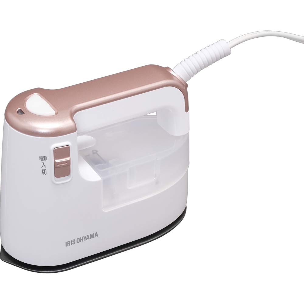 アイリスオーヤマ 衣類スチーマー スチームアイロン ハンガーにかけたまま 2WAY 3大臭カット コンパクト 軽量 ホワイトピンクゴールド IRS-01-WPG