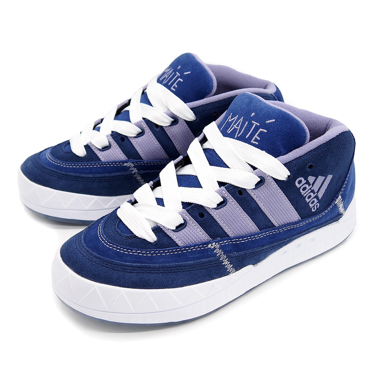 SKATEBOARDING ADIMATIC MID X MAITE VICTORY BLUE/MAGIC LILAC/DARK BLUE メンズ ミドルカット スニーカー