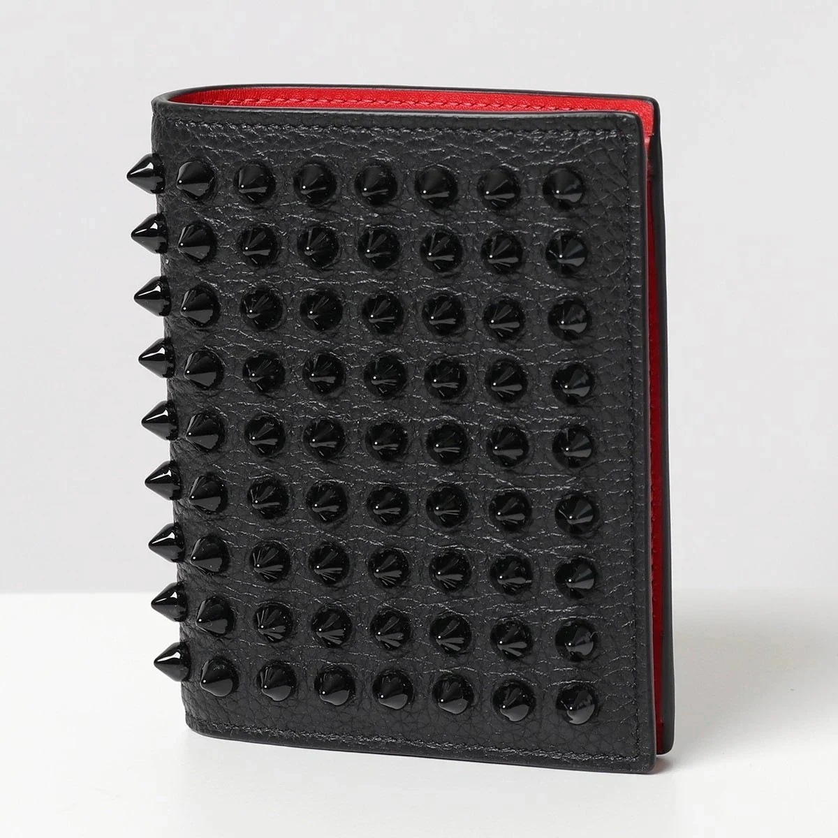 Christian Louboutin クリスチャンルブタン 1165160 Paros パロス レザー スパイクスタッズ装飾 二つ折り財布 CM53/BLAC