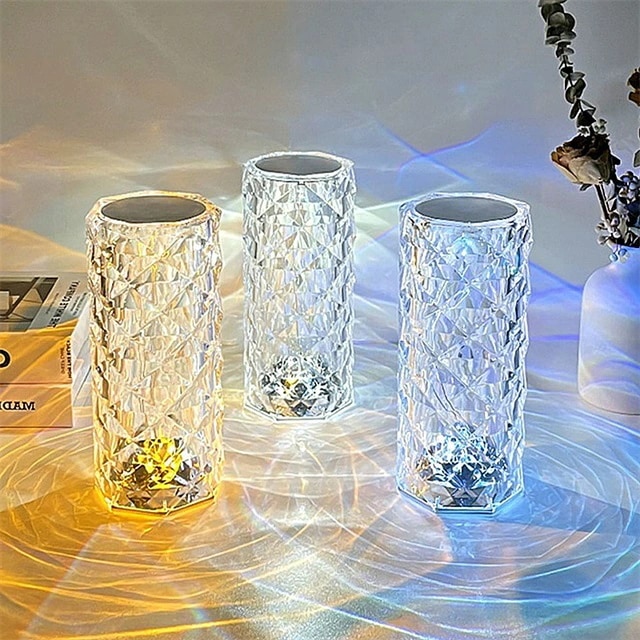 デスクライト LED 水晶 ダイヤモンド アクリル モダン 北欧 おしゃれ テーブルランプ USB充電式 RGB調光 卓上ライト 寝室 部屋 ベッドサイドランプ 三色調光 5,741円