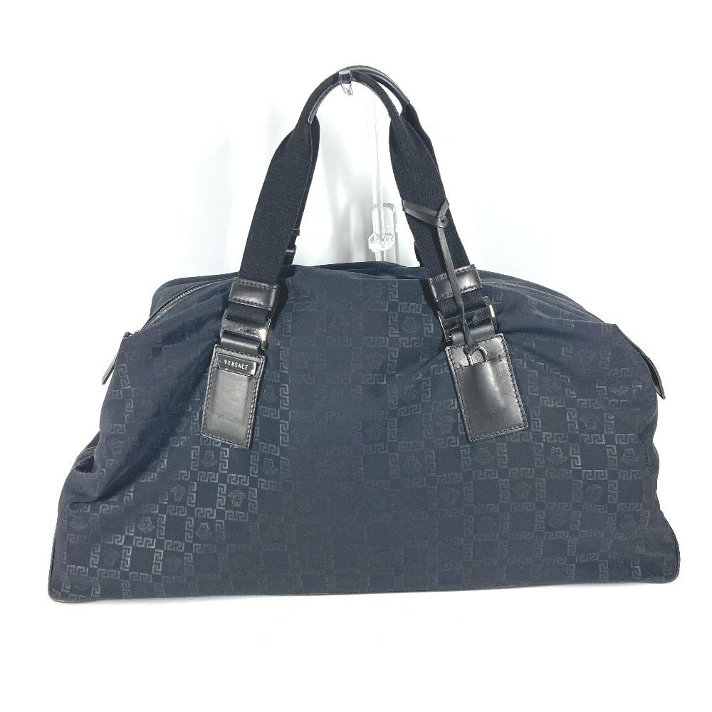 ボストンバッグ グレカ メデューサ ロゴ 旅行バッグ カバン ショルダーバッグ 肩掛け ナイロンキャンバス/レザー ブラック