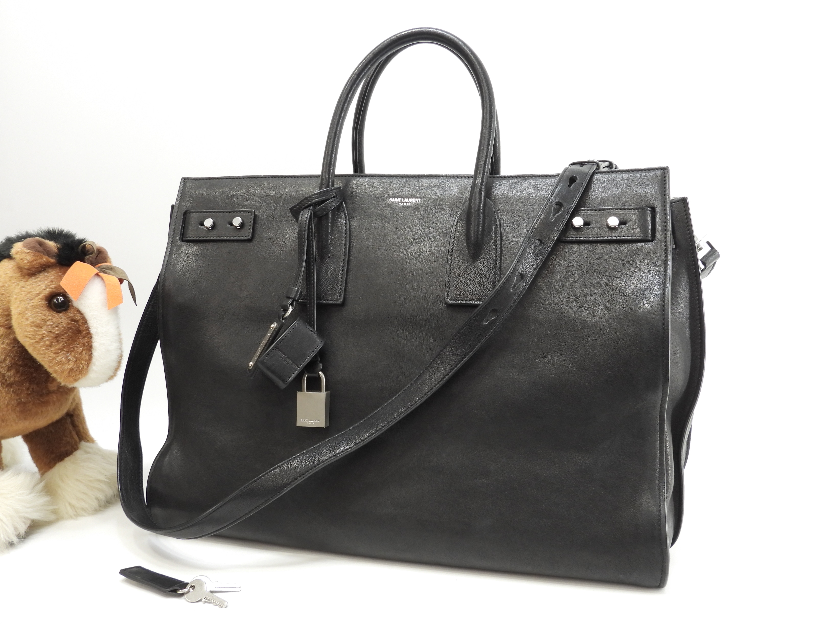 サンローラン サックドジュールスープル YSL レザー黒 メンズトート 