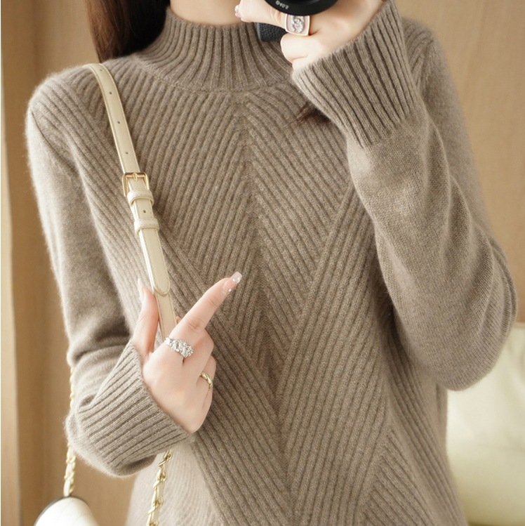 長袖冬ニットセーター プルオーバートップス カラーバリエーション カジュアル冬ニット オフィスカジュアル トップス ニットソー セーター プルオーバー 袖あり 長袖 ハイネック スリム タイト