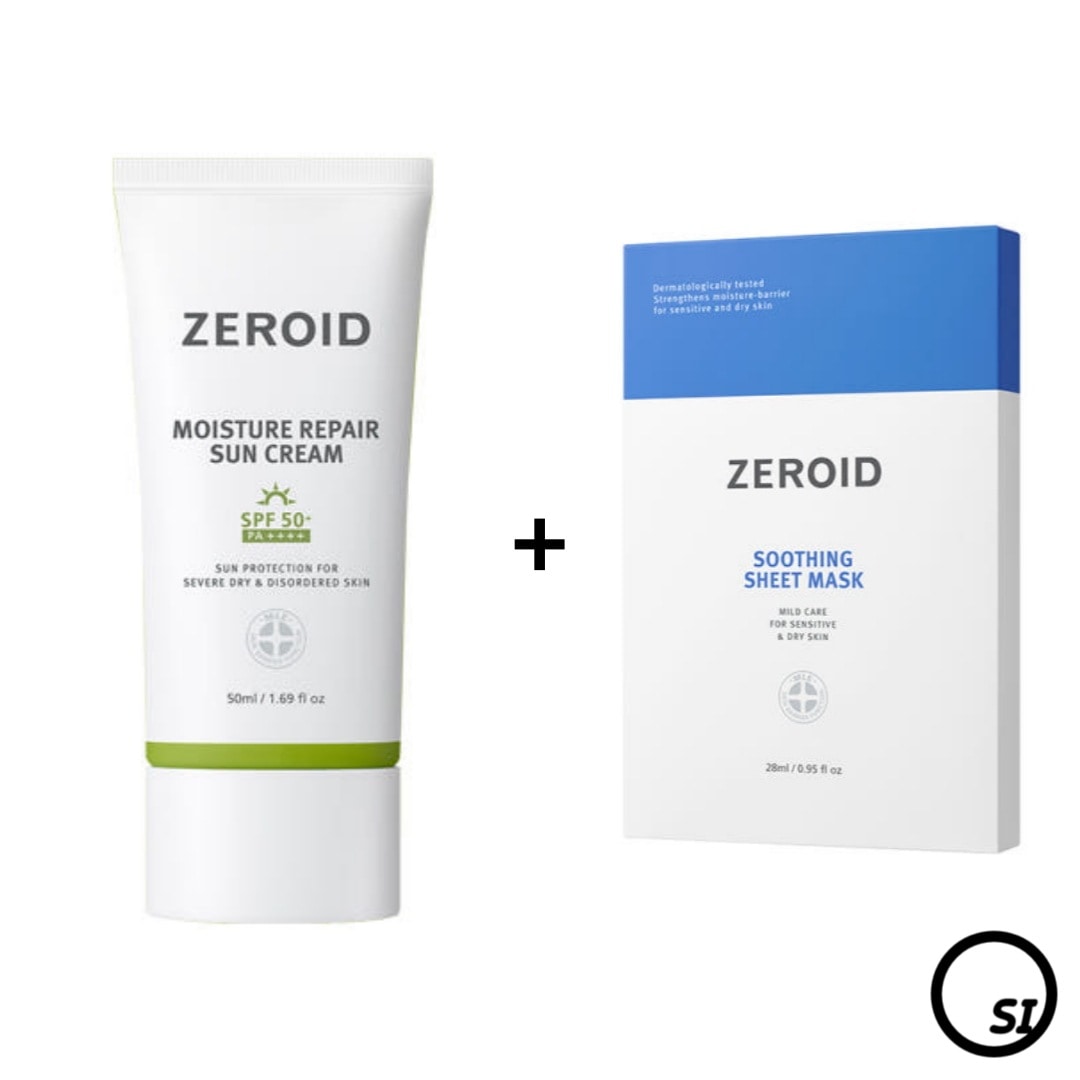 【SET】モイスチャーリペア 日焼け止め 50ml SPF50+ PA++++ + スージングシート マスクパック 5枚