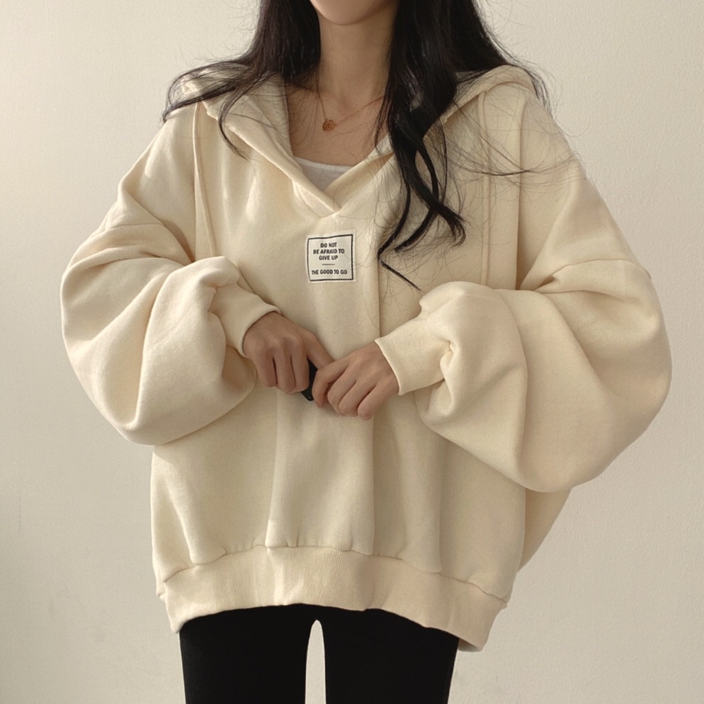 トップス フーディー スウェット 長袖 ボリューム袖 ドロップショルダー Vネック フード付き かわいい 大人可愛い カジュアル おしゃれ お洒落 かっこいい 大人可愛い 大人女子 こなれ感 ラフ 5,151円