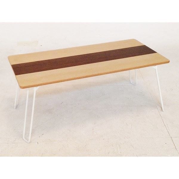 北欧風 突板ローテーブル/コーヒーテーブル 幅80cm ナチュラルブラウン 長方形 折りたたみ 木製 ライン