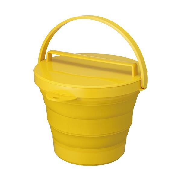 （まとめ）ソフトバケツ（フタ付） イエロー I-553Y 1個 [x3セット]