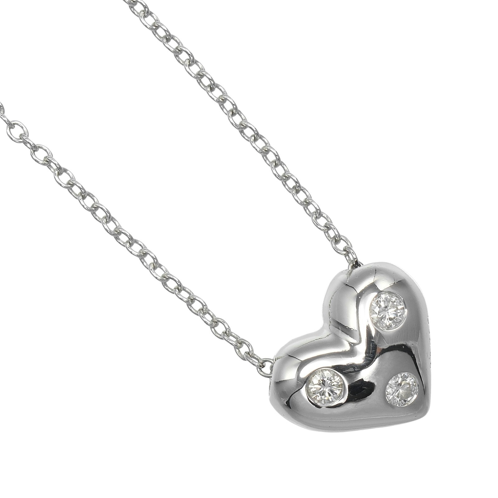 ドッツハート ネックレス Pt950プラチナ ダイヤモンド 約5.25g レディース 中古品 Aランク