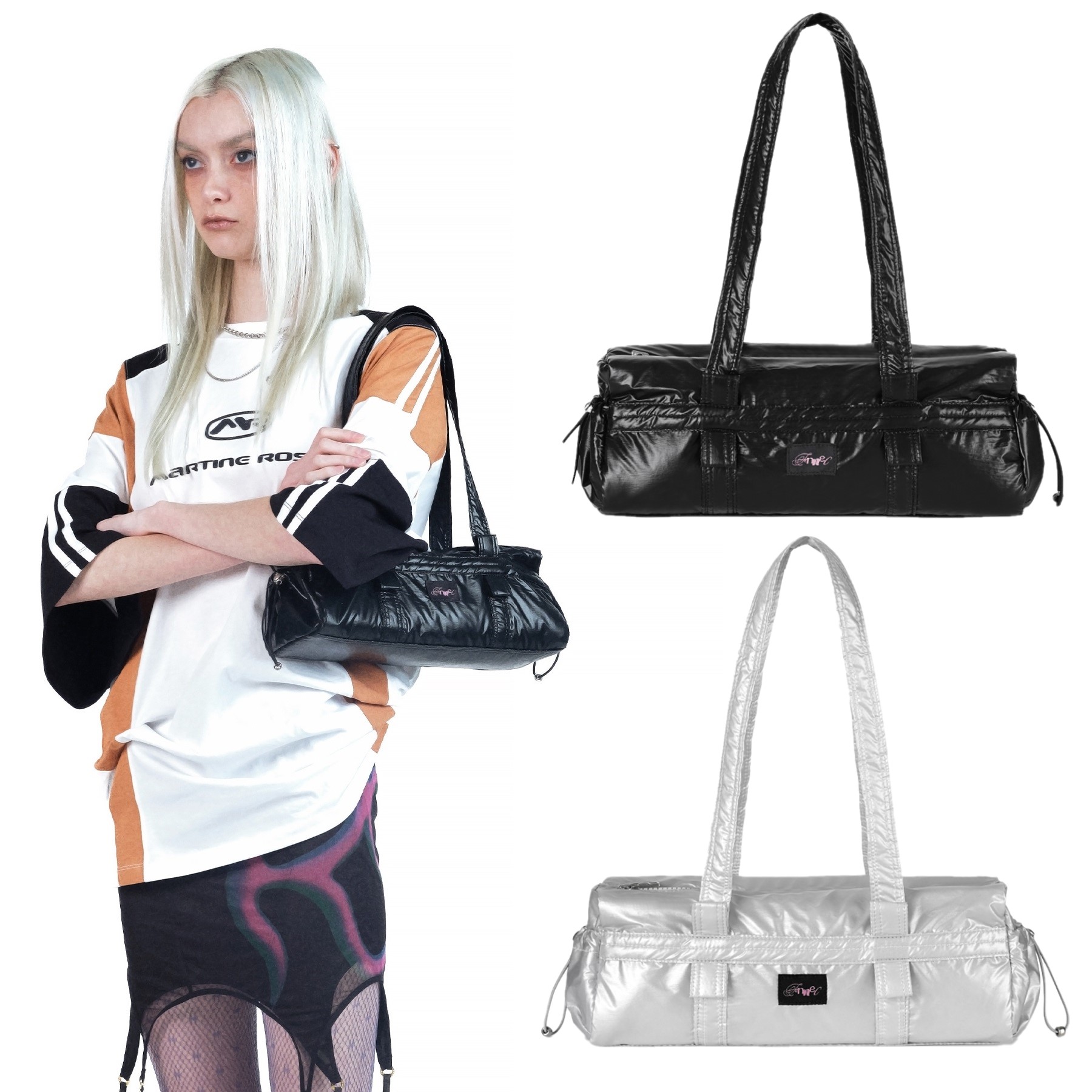 韓国ファッションBOW BARREL BAG 2色