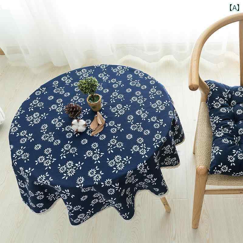 テーブルクロス エスニック 布 綿 リネン 机 デスク キッチン リビング ホームパーティー カバー おしゃれ インテリア レトロ アジアン 円形 レース 花柄 青 5,328円