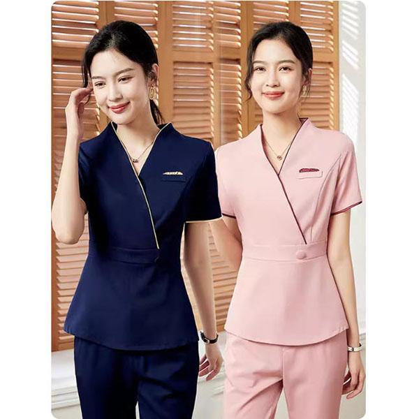 50ユニフォーム エステ サロン通勤 レディース 女性 制服おしゃれ 半袖 七分袖 ジャケット 上下セット痩せ見え 事務服 通勤服 作業服 足療会所マッサージ師服
