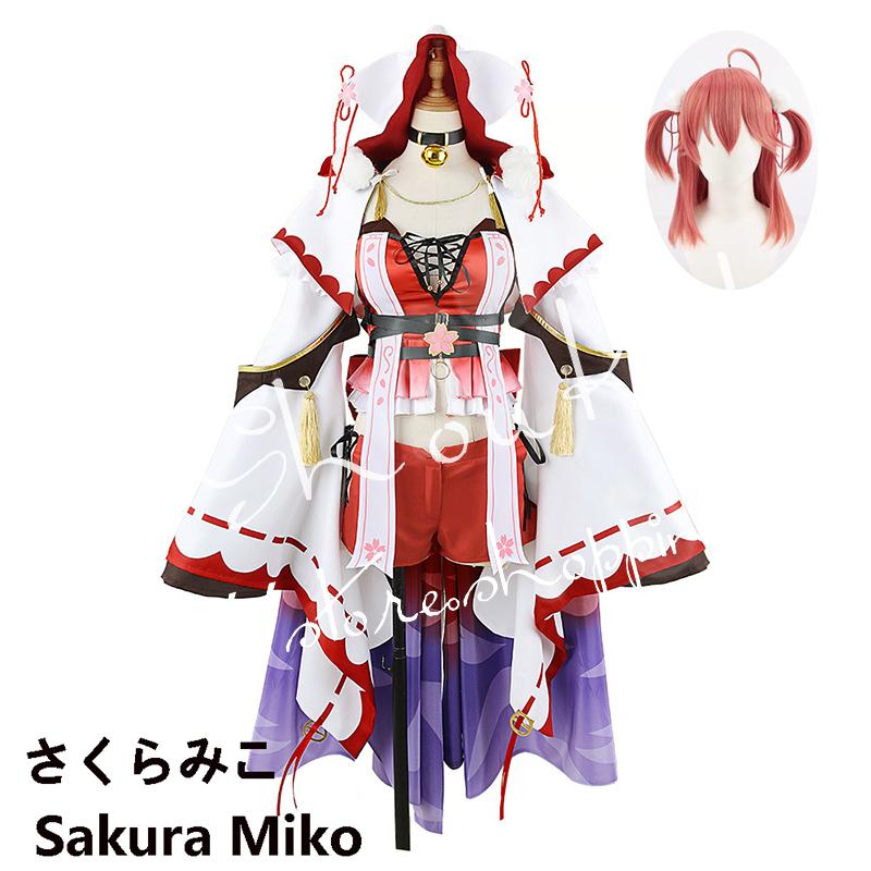 バーチャルYouTuber風 彩虹社 VTuber さくらみこ Sakura Miko コスプレ衣装 ウィッグ 演出服 cosplay 変装 仮装ハロウィン 学園祭 文化祭 漫遊展-534