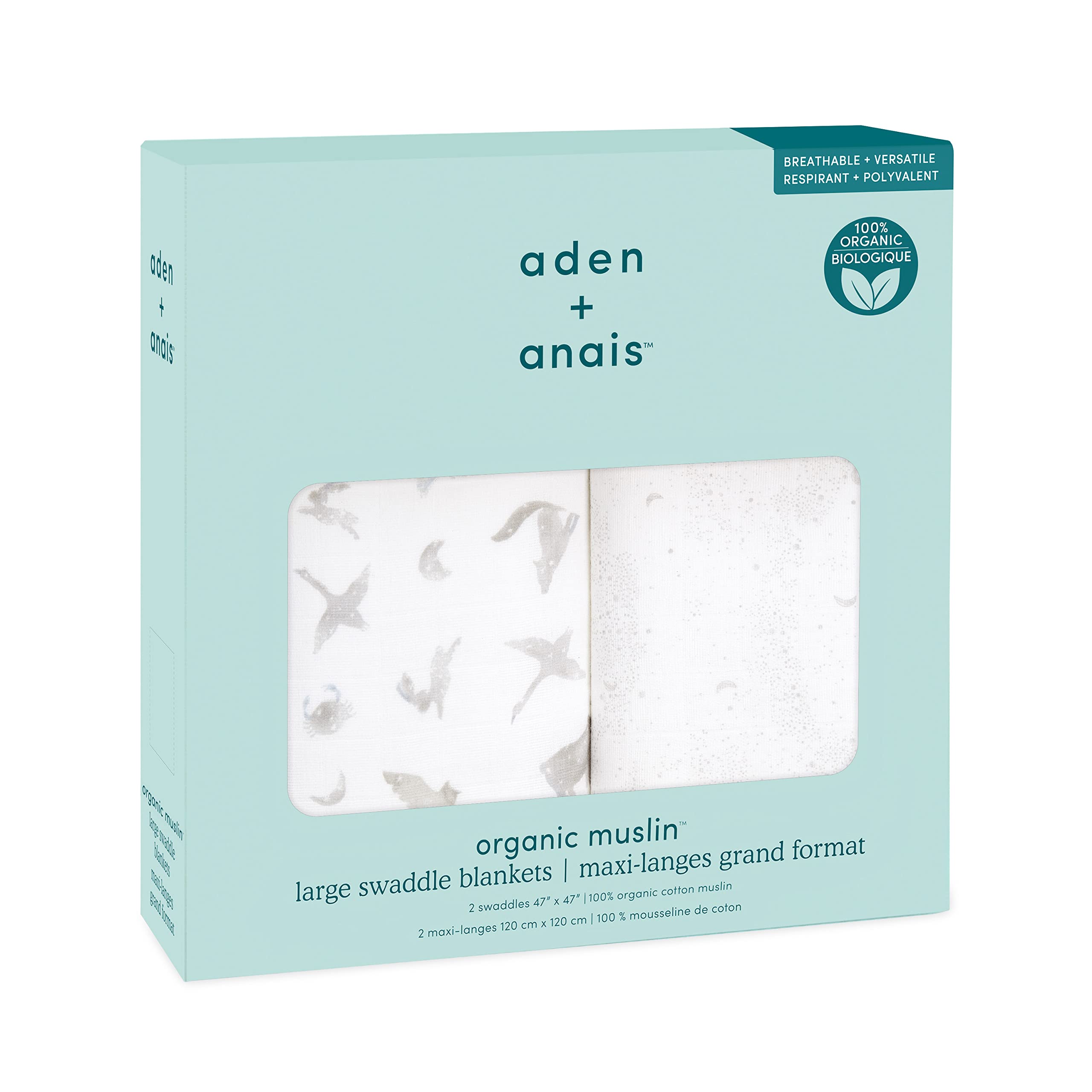aden anais エイデンアンドアネイ おくるみ マップスター 2枚セット 120×120cm オーガニックコットン スワドル SWADABASWO20007