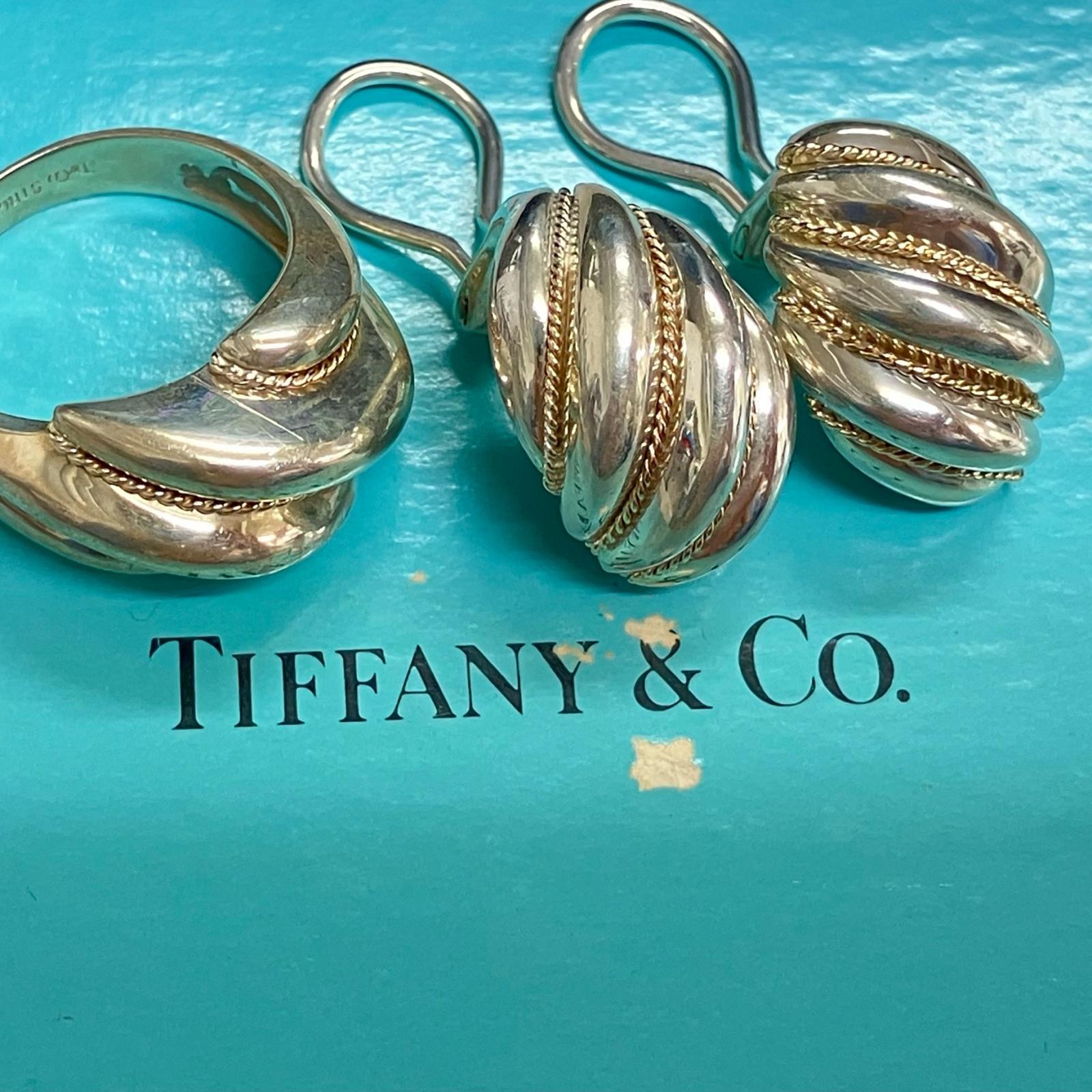 TIFFANY&Co. ティファニー ツイスト リング・指輪 K14ゴールド ゴールド シルバー Tiffany &Co. 14K刻印【中古】 レディース