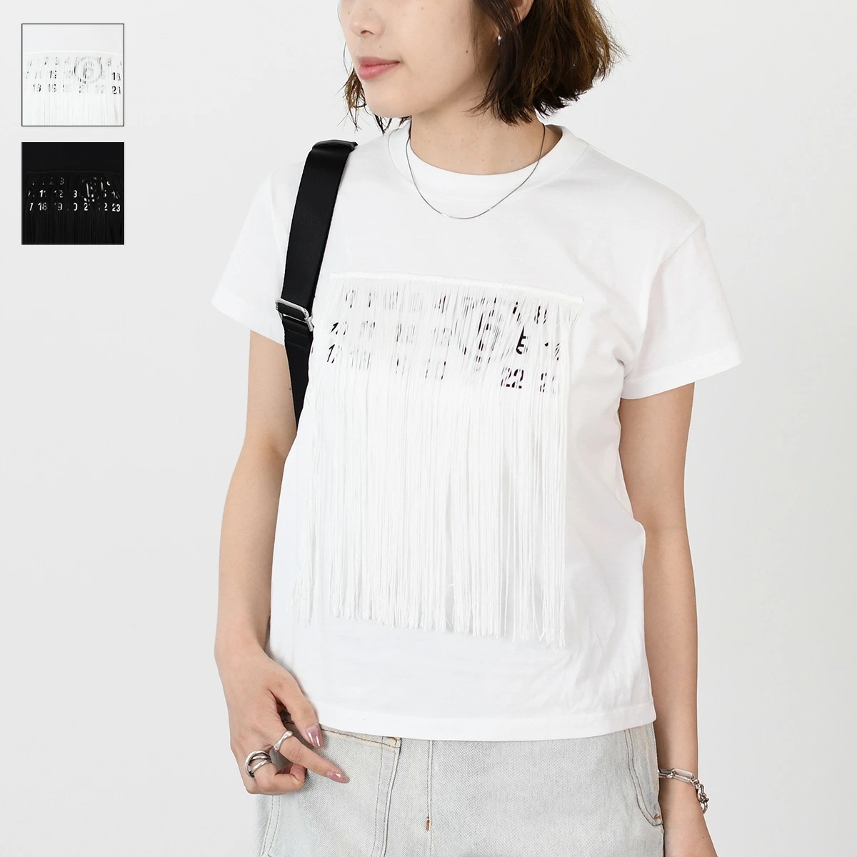 Tシャツトップス クルーネック フリンジTシャツ S52GC0332 M20048