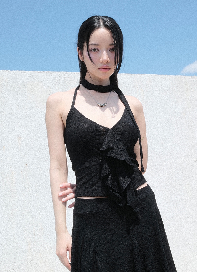 【AS"ON】 SIA TIE SLEEVELESS / BLACK 正規品