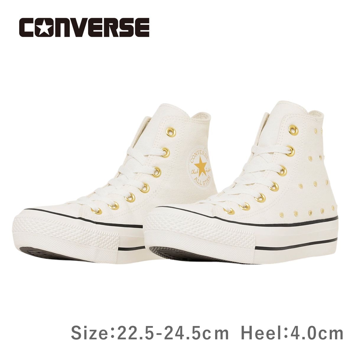 ALL STAR PLTS HEARTSTUDS HI オールスター ハートスタッズ ハイ レディース スニーカー ホワイト 厚底 靴