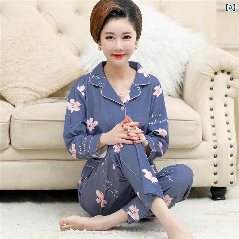 ルームウェア 部屋着 レディース 長袖 婦人 ミセス 高齢者 パジャマ 綿 春秋 スーツ 薄手 ホーム 服