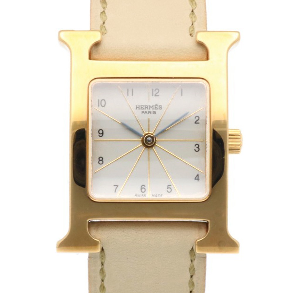 エルメス Hウォッチ 腕時計 GP HH1.201 クオーツ 1年保証 HERMES 中古 美品