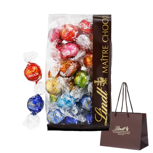 リンツ Lindt チョコレート リンドール 10種類アソート 定番フレーバー 24個 個包装 プレゼント リーフレット付 手提げ袋付き ショッピングバッグS付
