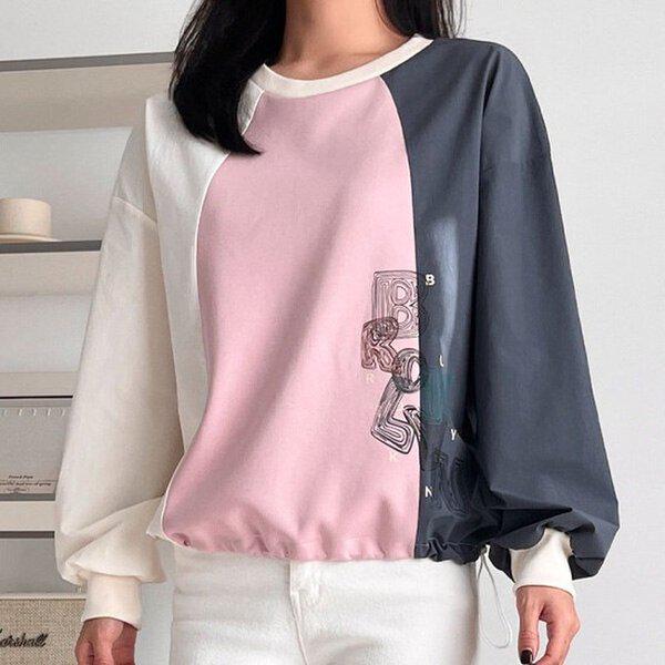 (BL)ボボ配色ブルックリン染めTシャツ 春 女性
