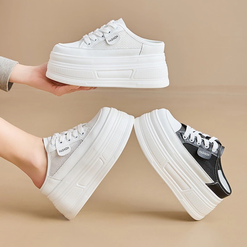 通気性のある本革製女性用サンダル夏用外履き用女性用カジュアルシューズ内側ヒールアップ機能付き厚底ホワイトシューズ男女兼用でどんなスタイルにも合わせやすいデザイン